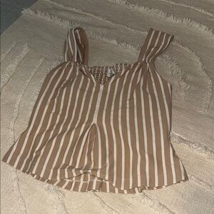 Maeve Tan and White Striped Tank Top